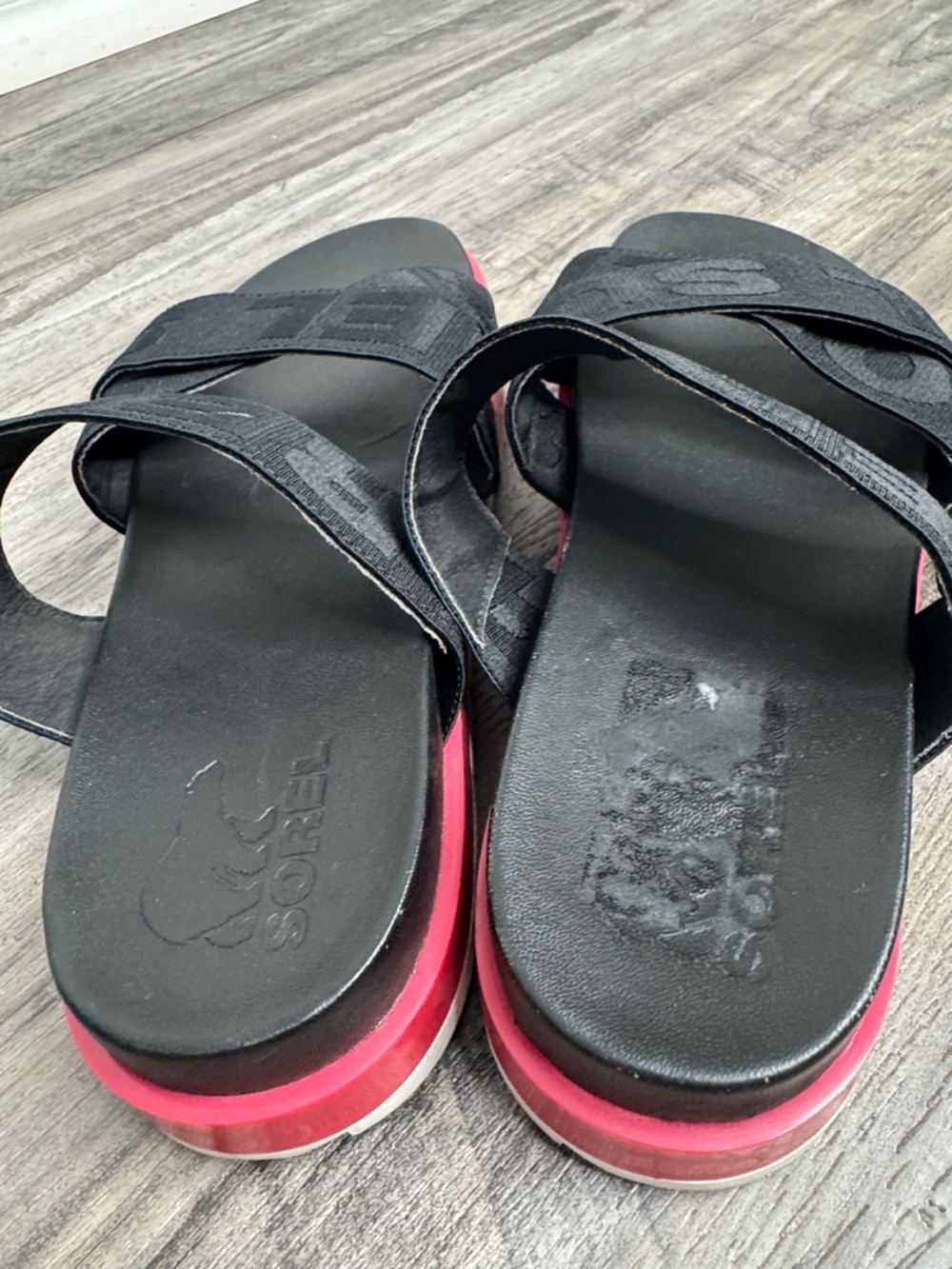 Sorel Roaming Sport Slides Sandals Black/Pink Size 12 Walking Vacation Summer - Picture 7 of 9